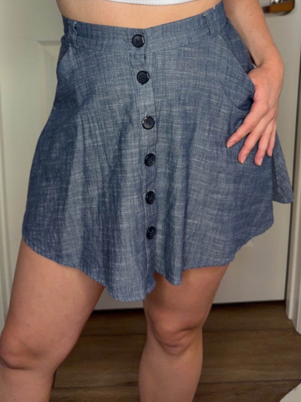 Gray Button Down Mini Skirt